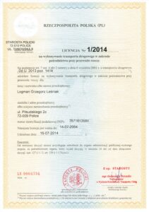 Licencja transportu drogowego